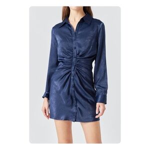 ★ NWT Endless Rose Satin Front Cinched Mini Dress - Blue ★